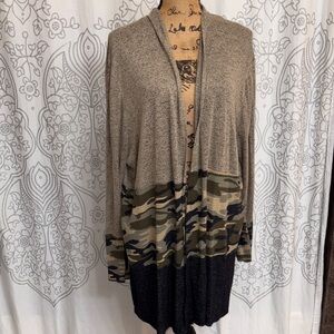 Camouflage Open Front Cardigan Sweater